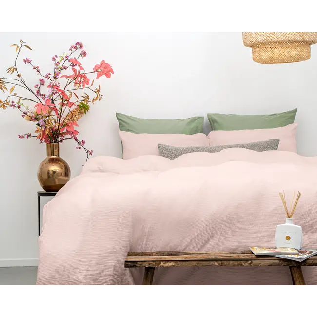 B-Keuze Katoen percale dekbedovertrek Mousseline - Roze - 240x220 cm