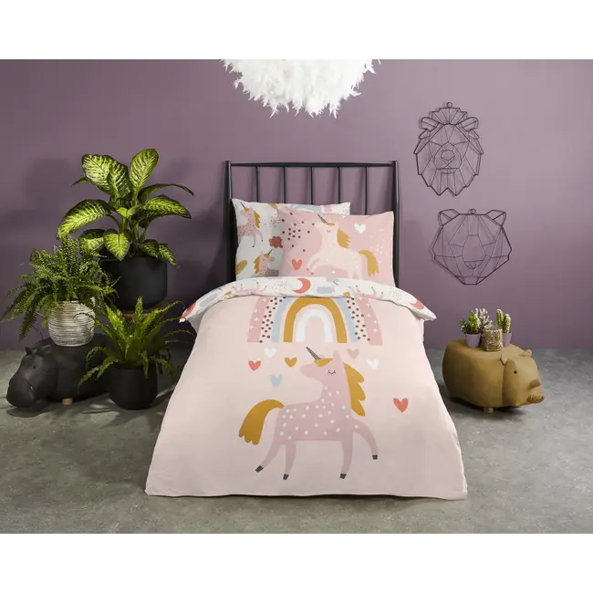 Peuter dekbedovertrek Unicorn love - katoen - 120x150 + 60x70 cm
