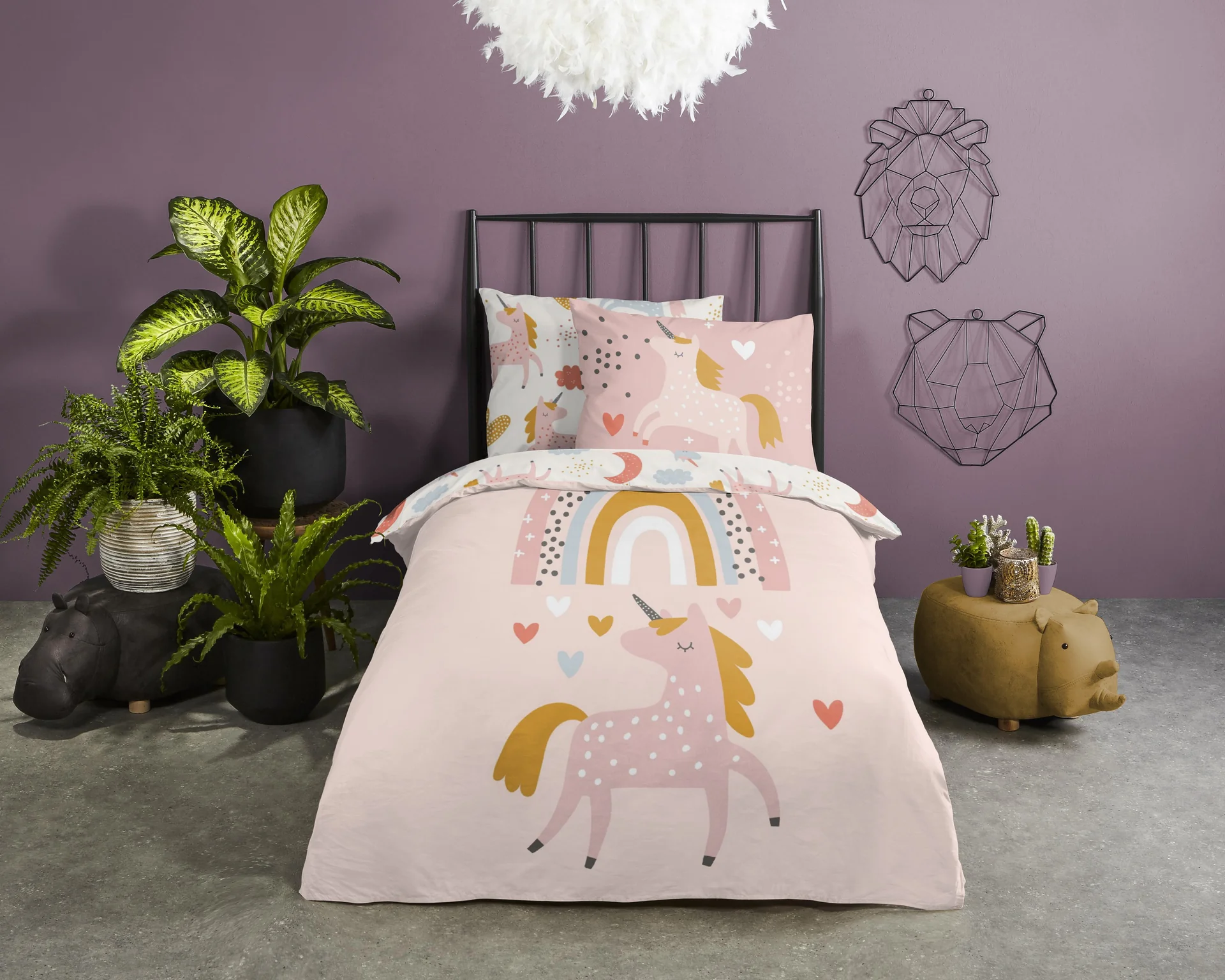 Peuter dekbedovertrek Unicorn love - katoen - 120x150 + 60x70 cm