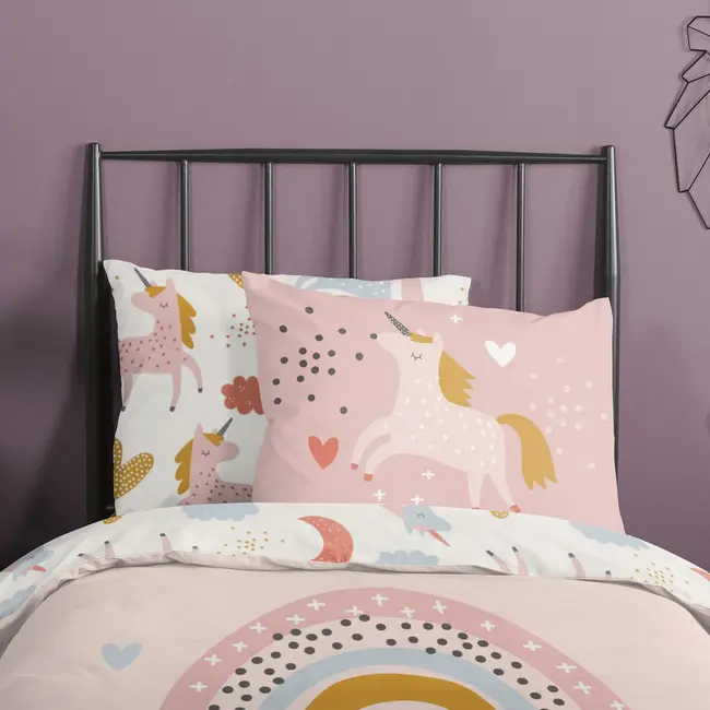 Peuter dekbedovertrek Unicorn love - katoen - 120x150 + 60x70 cm