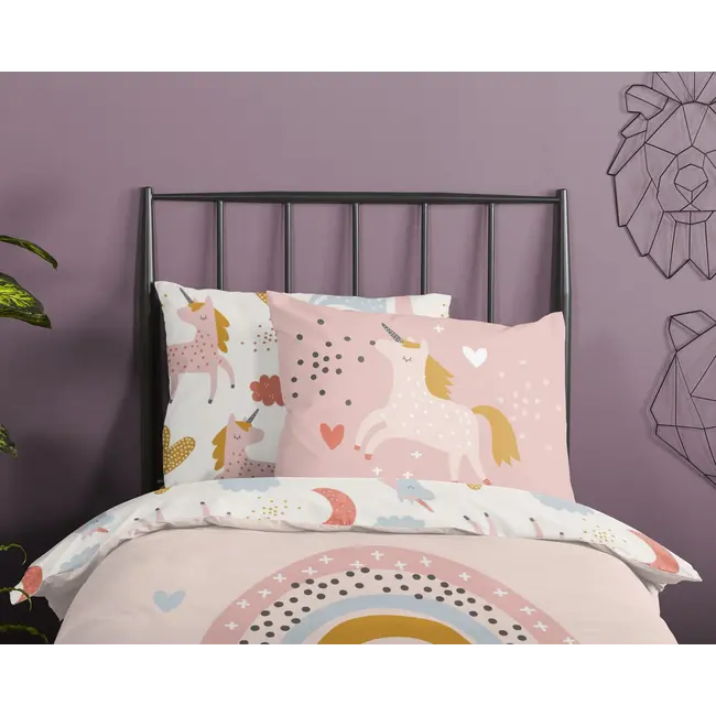 Peuter dekbedovertrek Unicorn love - katoen - 120x150 + 60x70 cm