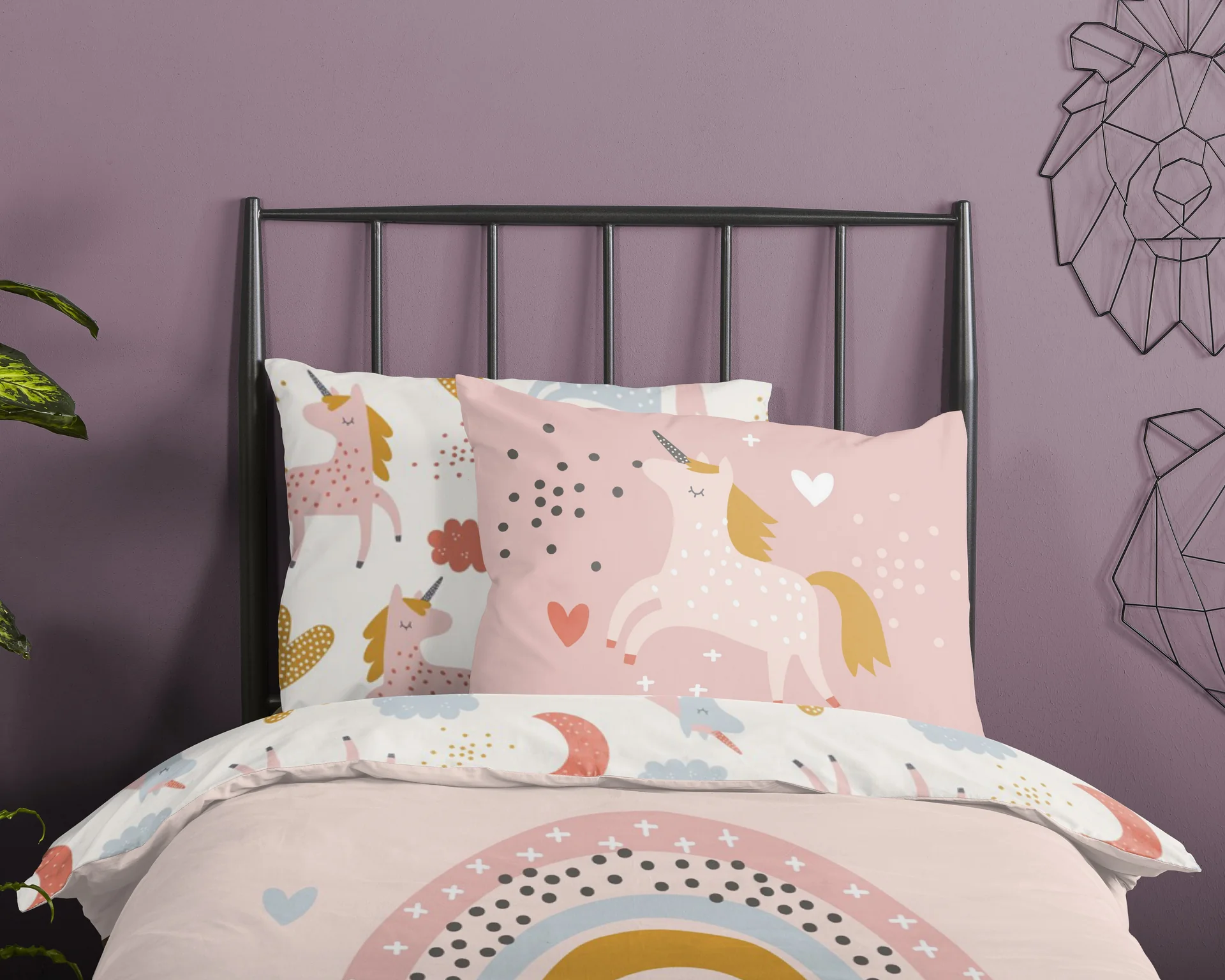 Peuter dekbedovertrek Unicorn love - katoen - 120x150 + 60x70 cm