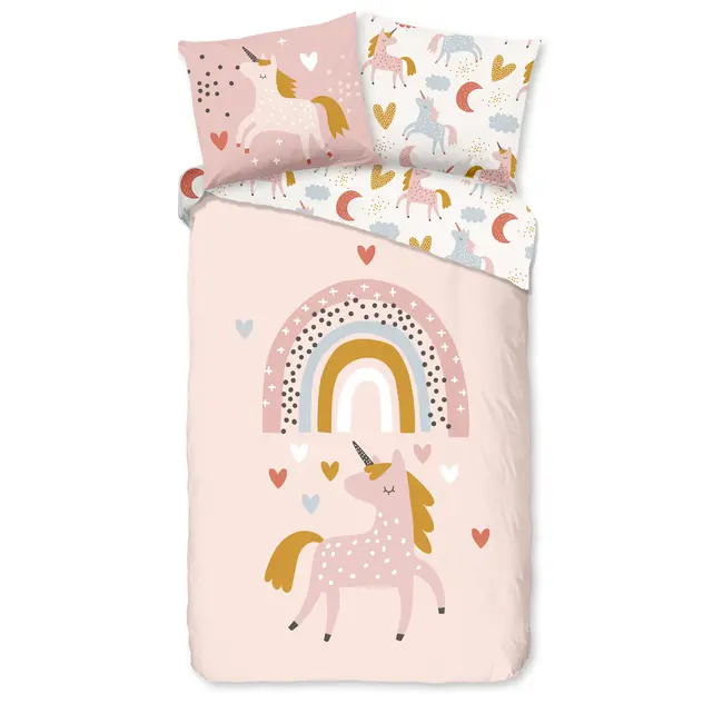 Peuter dekbedovertrek Unicorn love - katoen - 120x150 + 60x70 cm