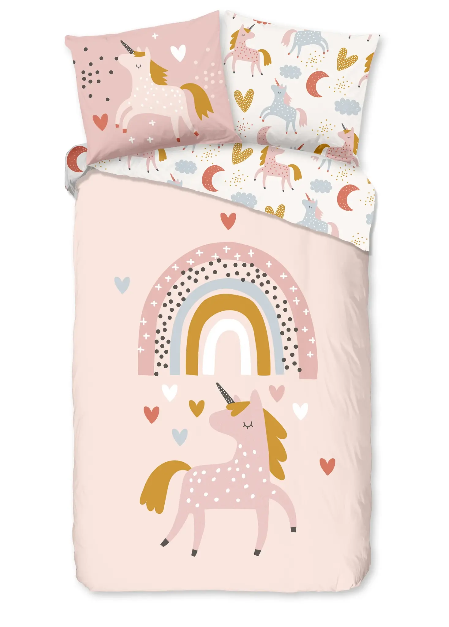 Peuter dekbedovertrek Unicorn love - katoen - 120x150 + 60x70 cm
