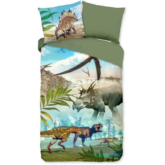 Dinoworld kinderdekbedovertrek 140×220 cm – 100% katoen met dinosaurusprint