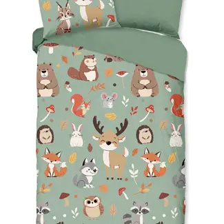 Good Morning Kinderdekbedovertrek Ville 140×220 cm – 100% katoen, bosdierenprint
