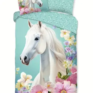 Good Morning Kinderdekbedovertrek binky met paard & bloemen - 140×220 cm – katoen
