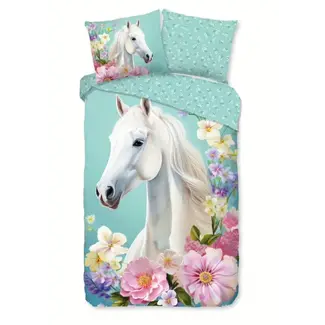 Good Morning Kinderdekbedovertrek binky met paard & bloemen - 140×220 cm – katoen