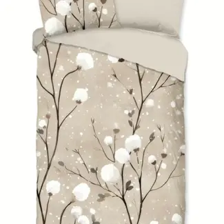 Pure Microvezel dekbedovertrek Ralfa met bloesemprint in neutrale tint