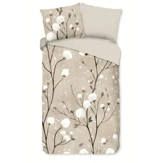 Pure Microvezel dekbedovertrek Ralfa met bloesemprint in neutrale tint