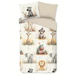 Pure Dekbedovertrek Pete met safaridierenprint – 140x220 cm - microvezel