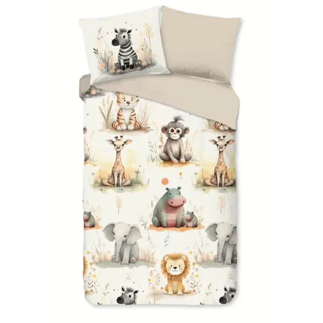 Dekbedovertrek Pete met safaridierenprint – 140x220 cm - microvezel