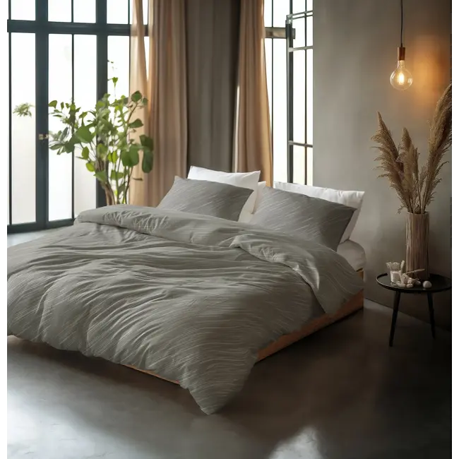 Katoen dekbedovertrek Mellow Stone - grijs