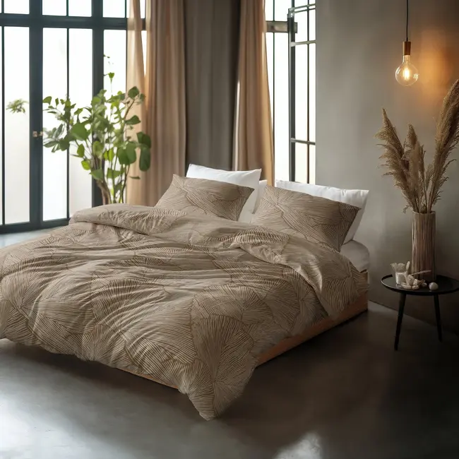Katoen dekbedovertrek Amber - Beige - Bruin