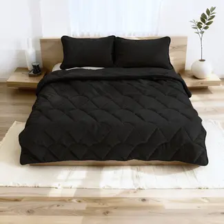 Sleeptime Lazy Velvet dekbed zonder overtrek inclusief kussensloop - zwart