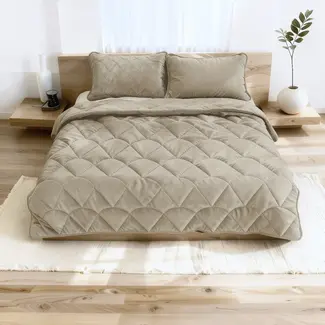 Sleeptime Lazy Velvet dekbed zonder overtrek inclusief kussensloop - taupe/grijs