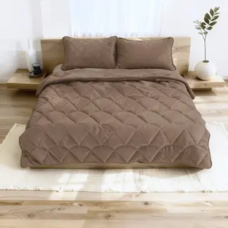 Sleeptime Lazy Velvet dekbed zonder overtrek inclusief kussensloop - taupe/bruin