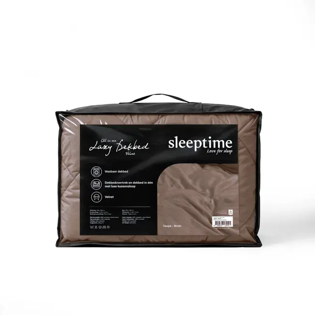 Lazy Velvet dekbed zonder overtrek inclusief kussensloop - taupe/bruin