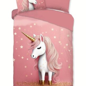 Pure Dekbedovertrek Sparkles met eenhoorn & sterren - 140×220 cm – microvezel