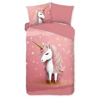 Pure Dekbedovertrek Sparkles met eenhoorn & sterren - 140×220 cm – microvezel