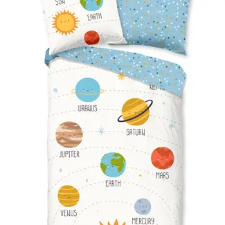 Good Morning Dekbedovertrek Astra met ruimte­thema - 140×220 cm – 100% katoen