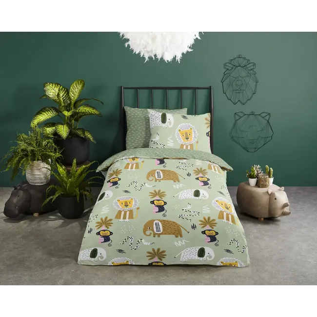 Peuterdekbedovertrek Chuck 120×150 cm – katoen, speels dierenthema