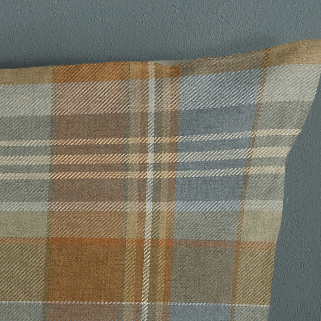 Katoen dekbedovertrek Humfried - ruitdessin & effen achterzijde