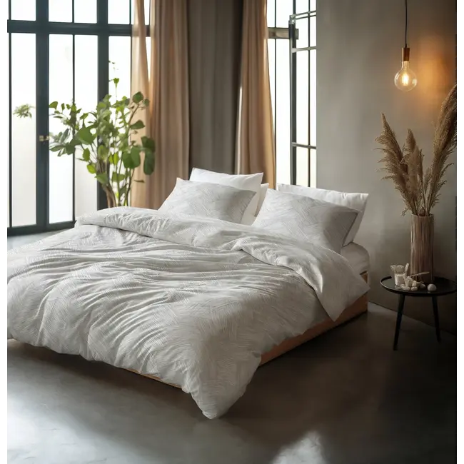 Katoen dekbedovertrek Rattan - Zilvergrijs