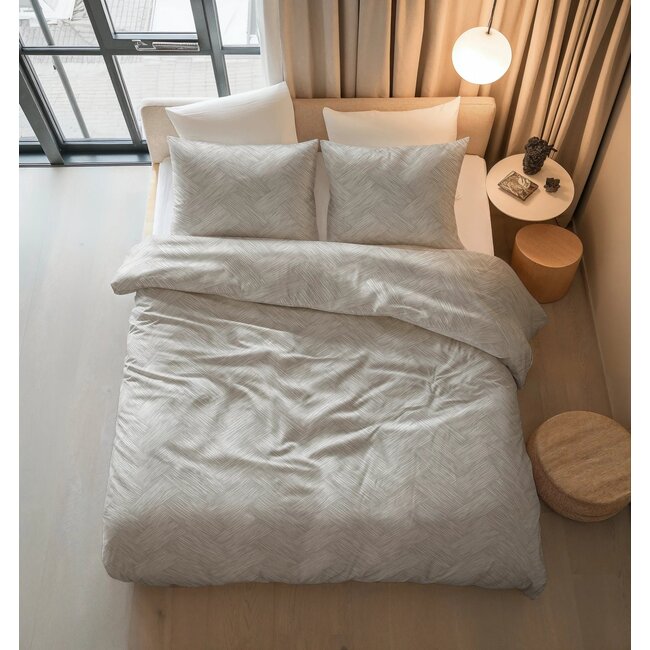 Katoen dekbedovertrek Rattan - Zilvergrijs