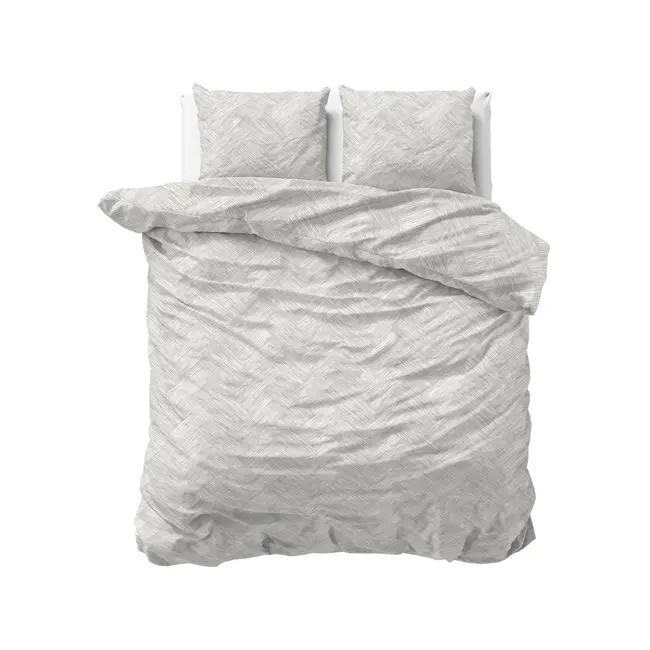 Katoen dekbedovertrek Rattan - Zilvergrijs