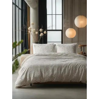 Sleeptime Katoen dekbedovertrek Ethnic in zand met vissengraatmotief