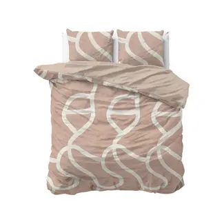 Sleeptime Dekbedovertrek Clay Contours met lijnmotief - Perzikbruin - Katoen