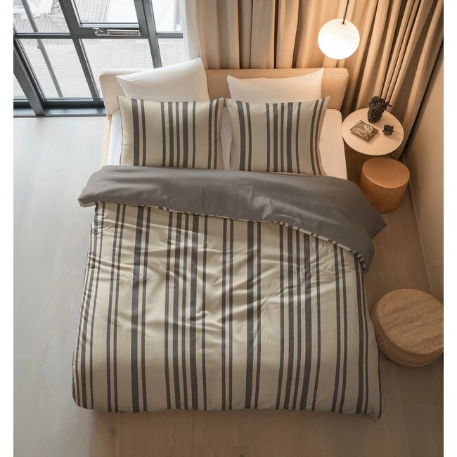 Katoen dekbedovertrek Linear Linen - Zand