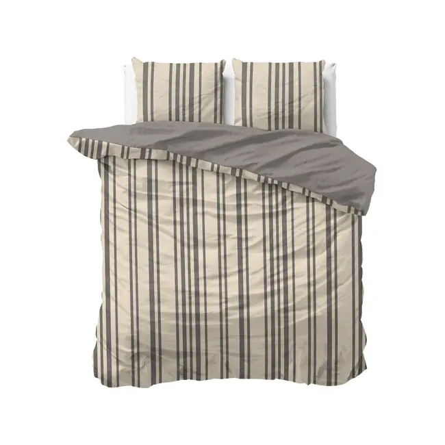 Katoen dekbedovertrek Linear Linen - Zand