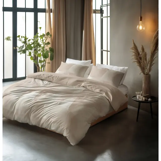 Katoen dekbedovertrek Blush Angles - Beige/Zand