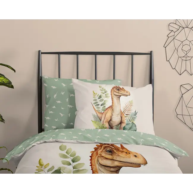 Katoen dekbedovertrek Gregor dinosaurus - eenpersoons (140x220 + 60x70 cm)
