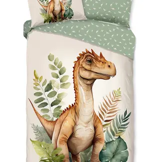 Good Morning Katoen dekbedovertrek Gregor dinosaurus - eenpersoons (140x220 + 60x70 cm)