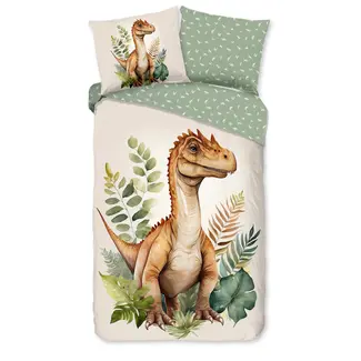 Good Morning Katoen dekbedovertrek Gregor dinosaurus - eenpersoons (140x220 + 60x70 cm)
