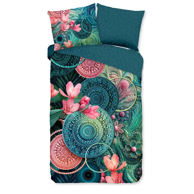 Katoensatijn dekbedovertrek Zarha met mandala dessin
