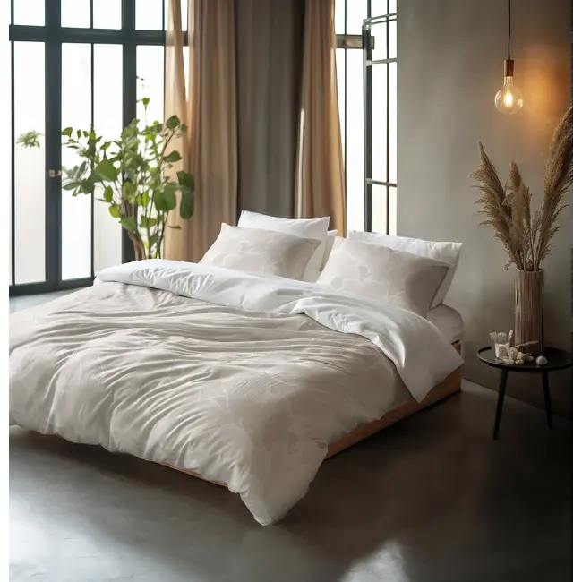 Katoen dekbedovertrek Ginkgo Whisper - Zand