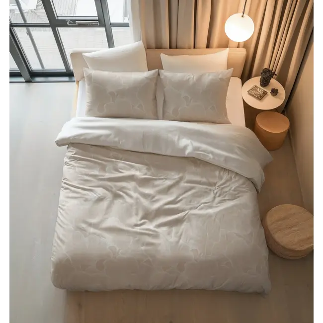 Katoen dekbedovertrek Ginkgo Whisper - Zand