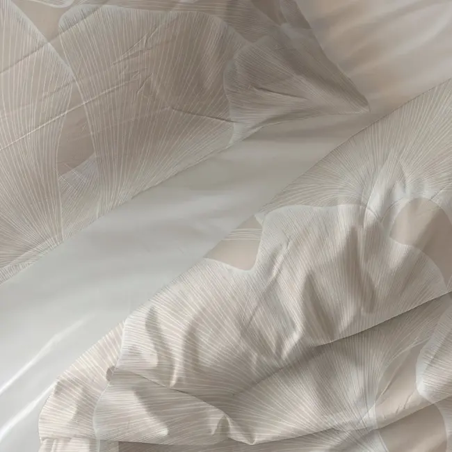 Katoen dekbedovertrek Ginkgo Whisper - Zand