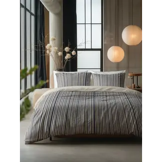 Sleeptime Dekbedovertrek Blue Regatta met blauw‑beige streep  - Katoen