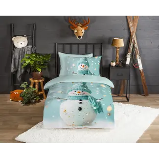 Good Morning Dekbedovertrek Pierre met sneeuwpop - flanel - eenpersoons (140x220 + 60x70 cm)