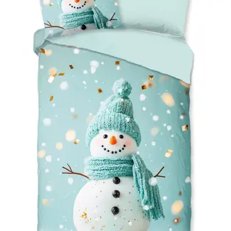 Good Morning Dekbedovertrek Pierre met sneeuwpop - flanel - eenpersoons (140x220 + 60x70 cm)