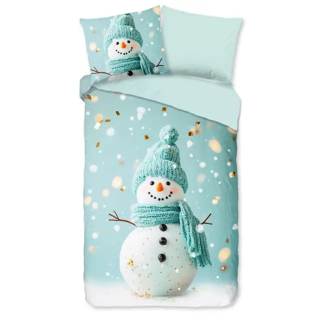 Dekbedovertrek Pierre met sneeuwpop - flanel - eenpersoons (140x220 + 60x70 cm)