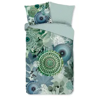 HiP Flanellen dekbedovertrek Iselin - blauw-groen