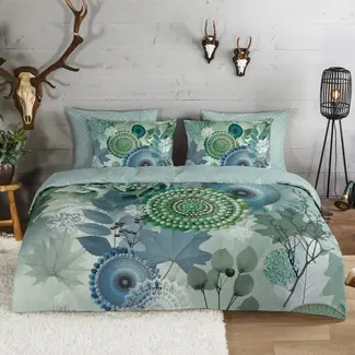 HiP Flanellen dekbedovertrek Iselin - blauw-groen