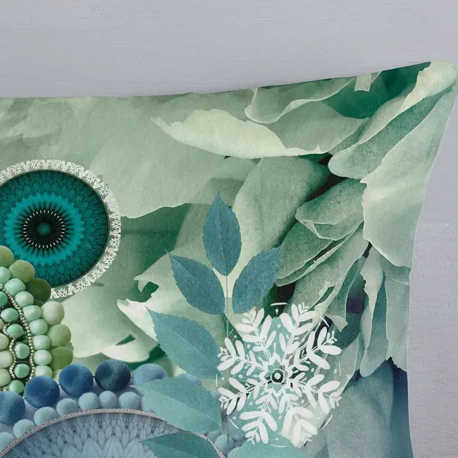 Flanellen dekbedovertrek Iselin - blauw-groen