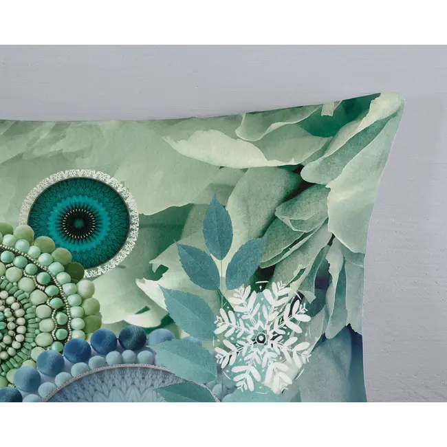 Flanellen dekbedovertrek Iselin - blauw-groen